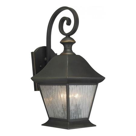 FORTE Three Light Royal Bronze Clear Seeded Panels Glass Wall Lantern 1046-03-14